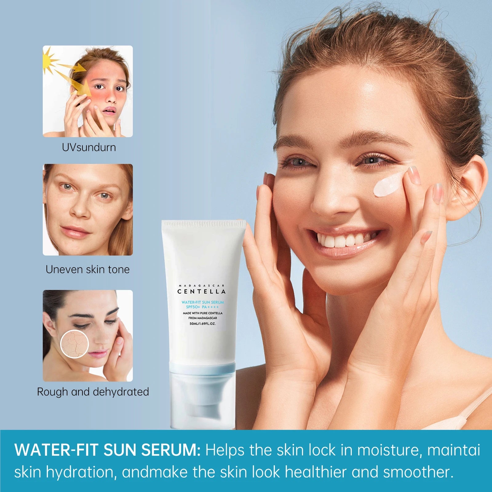 ☀️ Solaire SPF50+ Centella – Protection UV Haute Performance & Hydratation Apaisante